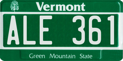 VT license plate ALE361