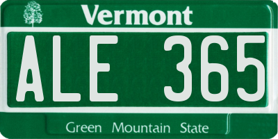 VT license plate ALE365