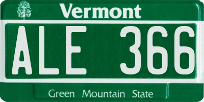 VT license plate ALE366