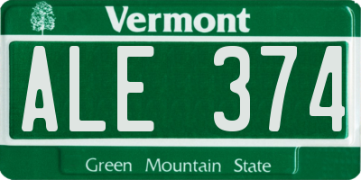 VT license plate ALE374