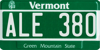 VT license plate ALE380