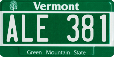 VT license plate ALE381