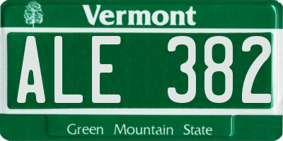 VT license plate ALE382