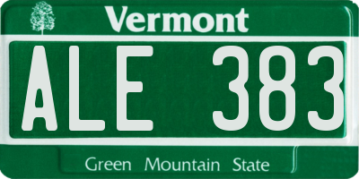 VT license plate ALE383