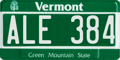 VT license plate ALE384