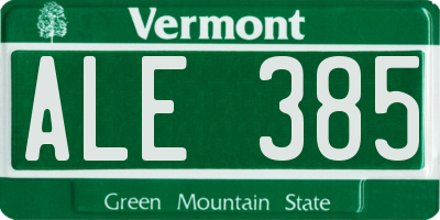VT license plate ALE385