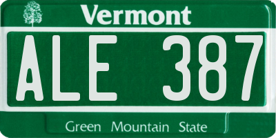 VT license plate ALE387