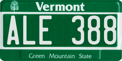 VT license plate ALE388