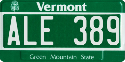 VT license plate ALE389
