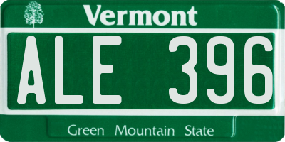 VT license plate ALE396