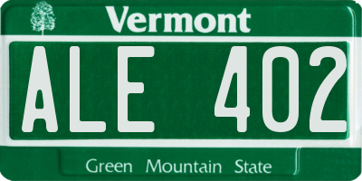 VT license plate ALE402