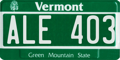 VT license plate ALE403