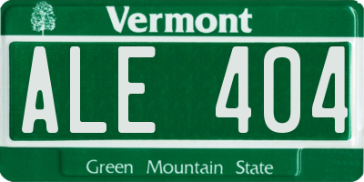 VT license plate ALE404