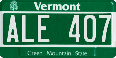 VT license plate ALE407