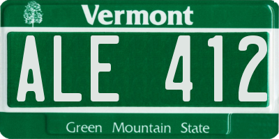 VT license plate ALE412