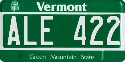 VT license plate ALE422