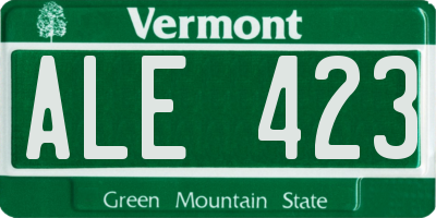 VT license plate ALE423