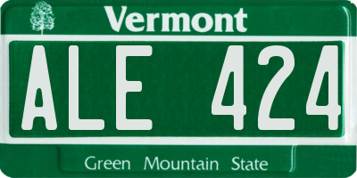 VT license plate ALE424