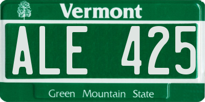 VT license plate ALE425
