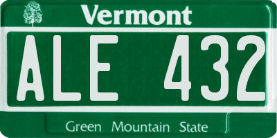 VT license plate ALE432