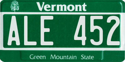 VT license plate ALE452