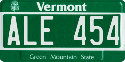 VT license plate ALE454