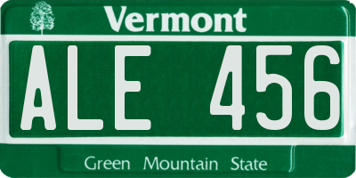 VT license plate ALE456