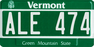 VT license plate ALE474