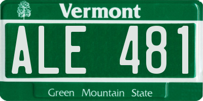 VT license plate ALE481