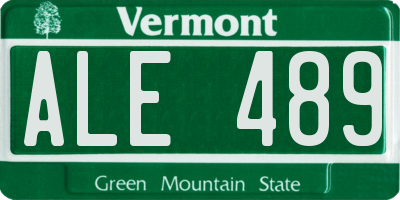 VT license plate ALE489