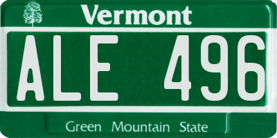 VT license plate ALE496