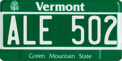 VT license plate ALE502