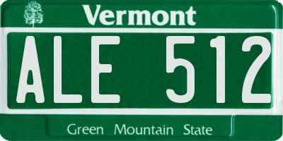 VT license plate ALE512