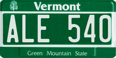 VT license plate ALE540