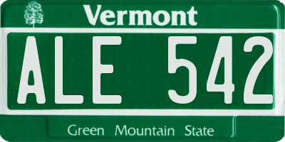 VT license plate ALE542