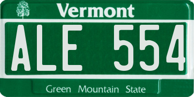 VT license plate ALE554
