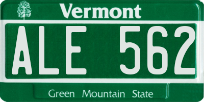 VT license plate ALE562