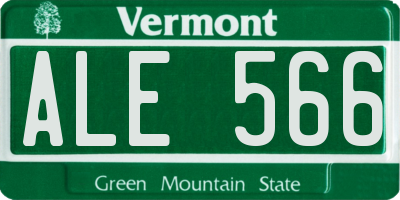 VT license plate ALE566