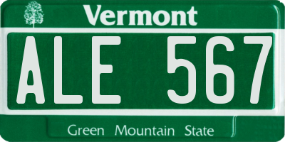 VT license plate ALE567