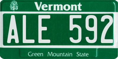 VT license plate ALE592