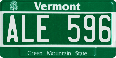 VT license plate ALE596