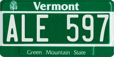 VT license plate ALE597