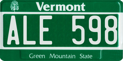 VT license plate ALE598