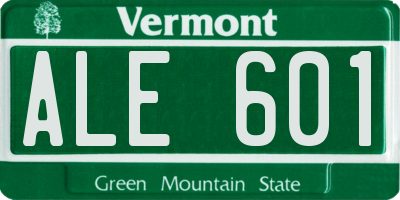 VT license plate ALE601