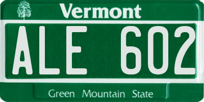 VT license plate ALE602