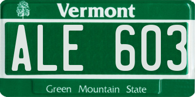 VT license plate ALE603