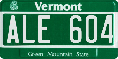 VT license plate ALE604