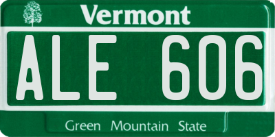 VT license plate ALE606