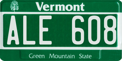 VT license plate ALE608