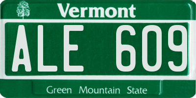 VT license plate ALE609